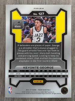 2023-24 Panini Prizm Pink Ice Prizm, Keyonte George RC, Card #127 Utah Jazz - Image 2
