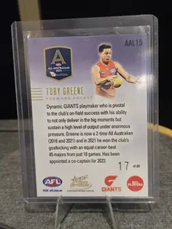 2022 Select AFL Optimum - 2021 All Australian METAL - TOBY GREENE 17/80 GWS - Image 2
