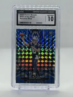 2024 Mosaic Drake Maye Reactive Blue Parallel RC #303 CGC 10 - Image 1