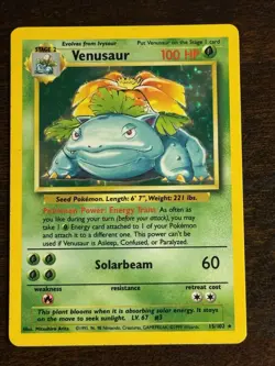 Pokemon Vintage TCG Base Set Venusaur Holo Rare Card 15/102 - Image 1