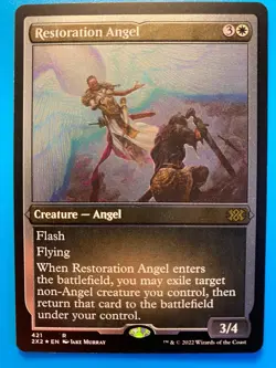 MTG 1x FOIL ETCHED Restoration Angel # 421 Double Masters 2022 Magic the x1 NM - Image 1