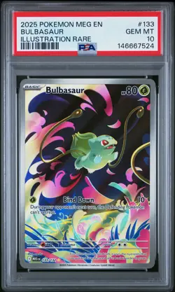 2025 POKEMON MEG EN-MEGA EVOLUTION ILLUSTRATION RARE #133 BULBASAUR PSA 10 - Image 1