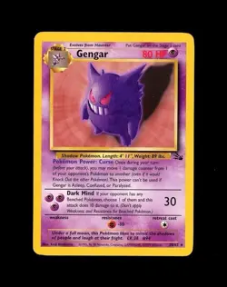 1999 WOTC Pokemon FOSSIL REGULAR GENGAR 20/62 RARE! NM - - Image 1