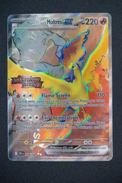 Team Rocket’s Moltres ex 208/182 SIR Destined Rivals UPC Pokemon Card NM - Image 1