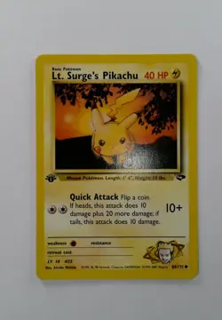 1ST EDITION Lt. Surge's Pikachu 84/132 - NM / M - Gym Challenge Pokemon Card - Image 1