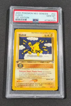 2000 Pokemon Card 1st Edition Elekid 22/111 PSA 10 GEM MINT Neo Genesis - Image 1