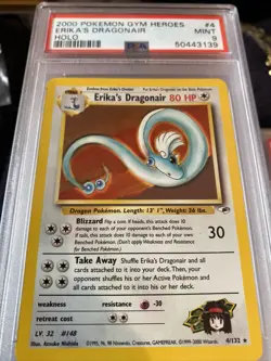 PSA 9 Mint Erika’s Dragonair 4/132 2000 Pokemon Card Gym Heroes HOLO - Image 2