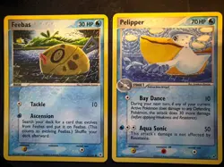 Water Type Pokemon- Pelipper 21/107 & Feebas 61/101 VINTAGE! TOMOKAZU KOMIYA - Image 1