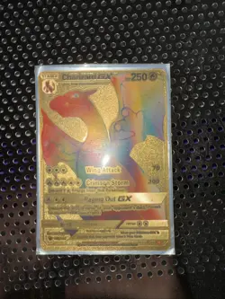 RARE Pokemon Charizard GX Rainbow Gold Foil Card 150/147 - Image 1