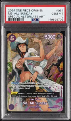 2024 ONE PIECE OP06-WINGS OF THE CAPTAIN #064 MS. ALL SUNDAY PSA 10 - Image 1