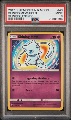2017 POKEMON SUN & MOON SHINING LEGENDS #40 SHINING MEW-HOLO PSA 9 - Image 1