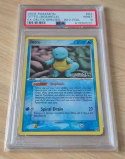 64/113 Reverse Holo Ditto Squirtle Pokemon Card EX Delta Species 2005 PSA 9 - Image 1