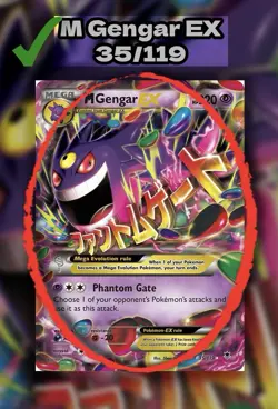 CGC 9 Mega Gengar EX 2014 Phantom Forces 35/119 Ultra Rare Holo Pokemon Card - Image 3