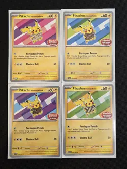 Pikachu Berkemeja Batik Indonesian Promo - Complete Set Of 4 Card - Image 1