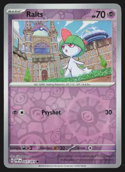 SV: Paldean Fates Ralts #027/091 Reverse Holo Pokemon Card - Image 1