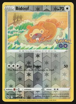 Pokemon GO Bidoof #059/078 Reverse Holo Pokemon Card - Image 1