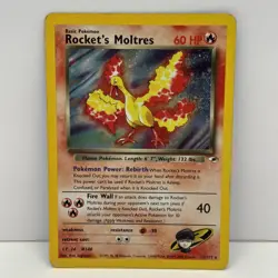 Pokemon Rocket's Moltres 12/132 Gym Heroes Holo 2000 Vintage LP Pokemon Card - Image 1