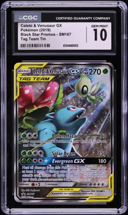 2019 Pokemon Tag Team Tin Promo Celebi & Venusaur GX #SM167 CGC 10 - Image 1