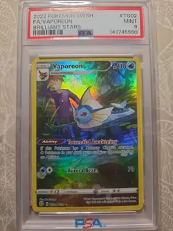 Pokemon Vaporeon Brilliant Stars Trainer Gallery Ultra Rare TG02/TG30 PSA 9 - Image 1