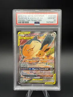 Eevee & Snorlax GX Tag Team - Pokemon S&M Black Star Promo SM169 - PSA 10 - Image 1