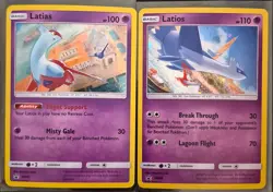 Pokemon Latias & Latios SM Black Star Promo CosmoHolo SM87&SM88 1 Swirl Each - Image 1