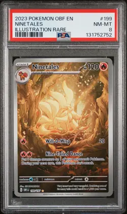 2023 POKEMON OBF EN-OBSIDIAN FLAMES ILLUSTRATION RARE #199 NINETALES PSA 8 - Image 1