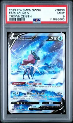 2023 POKEMON SWORD & SHIELD CROWN ZENITH #GG38 FULL ART/SUICUNE V PSA 9 - Image 1