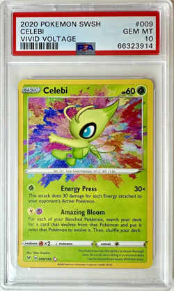 PSA 10 CELEBI #9 Amazing Rare - 2020 POKEMON SWSH VIVID VOLTAGE 009/185 - Image 1
