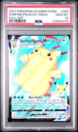 PSA 10 Surfing Pikachu Vmax #9 Full Art - 2021 Pokemon Celebrations 009/025 - Image 1