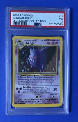 2002 Pokemon Gengar Holo Legendary Collection #11 PSA 3 VG - Image 1