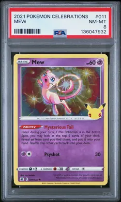 Mew 2021 Pokemon Celebrations #011 PSA 8 - Image 1