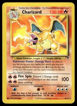 Charizard #3 - Rare Non HOLO - Pokemon Legendary Collection - LP - Image 1