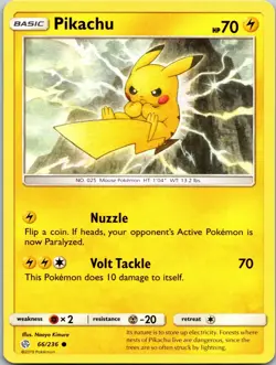 Pikachu 66/236 Common Cosmic Eclipse Pokemon Lightly Played - Image 1