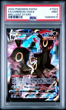 2022 POKEMON SWORD & SHIELD BRILLIANT STARS #TG23 FULL ART/UMBREON VMAX PSA 9 - Image 1