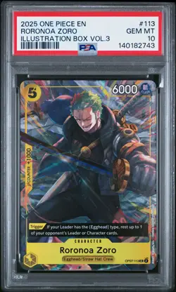 PSA 10 Roronoa Zoro 2025 One Piece Promos #113 Illustration Box Vol.3 - Image 1
