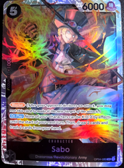 Sabo OP04-083 SR ONE PIECE Tcg Card Game NM BLACK Reprint - Image 1