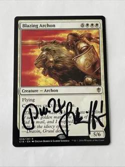 MTG Magic the Gathering DOUBLE ARTIST SIGNED BLAZING ARCHON from C16 - Image 1