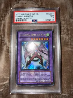 Konami Yu-Gi-Oh! Elemental Hero Air Neos Ultra Rare STON-EN034 1st Ed PSA 7 Holo - Image 1