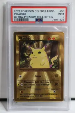 2021 Pokemon Celebrations Ultra-Premium Collection Metal Pikachu #58 PSA 9 MINT - Image 1