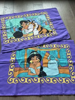 VTG 90’s Disney Aladdin Jasmine Rajah 4pc Twin Sheet Set Flat Fitted Pillow Bed - Image 2