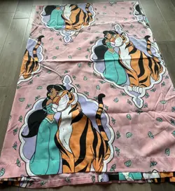 VTG 90’s Disney Aladdin Jasmine Rajah 4pc Twin Sheet Set Flat Fitted Pillow Bed - Image 4