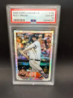 2023 Topps Chrome Logofractor Riley Greene #182 Refractor Rookie RC PSA 10 - Image 1