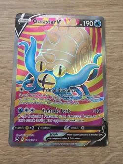 Pokemon TCG Omastar v Full Art Silver Tempest Holo Ultra Rare Card 174/195 - Image 1