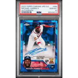 2023 Topps Chrome S/E #USA-MH Michael Harris II Sapphire Autographs PSA 10 #/199 - Image 1