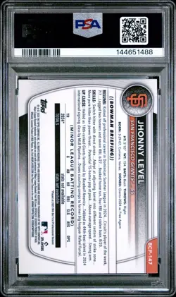 2025 BOWMAN MEGA BOX CHROME 147 JHONNY LEVEL MOJO REFRACTOR PSA 8 - Image 2