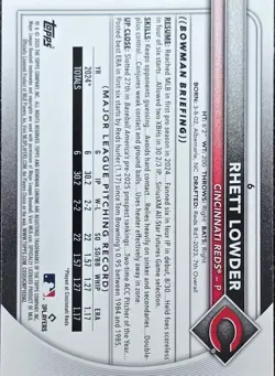 Rhett Lowder 2025 Bowman Chrome Mega Box Mojo Refractor RC Cincinnati Reds #6 - Image 2