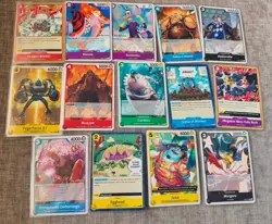 One Piece TCG Pre-Release Stamped Cards Lot Bundle (14) - Image 1