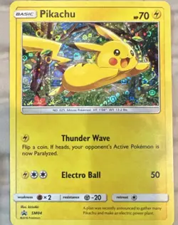 Pokemon Pikachu SM04 Promo Holo Basic 70 HP 50 Attack Card - Image 1