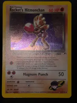 Rocket's Hitmonchan 11/132 WOTC Gym Heroes Unlimited Holo Pokemon Card LP - Image 2
