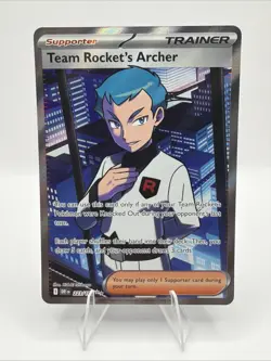 Team Rocket’s Archer Ultra Rare Full Art Card 223/182 Destined Rivals Pokemon - Image 1
